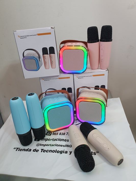 🚀 PARLANTE KARAOKE BLUETOOTH CON 2 MICRÓFONOS INALÁMBRICOS – DIVERTIDO Y POTENTE 🎤🎶