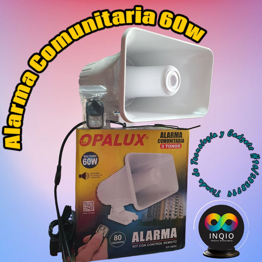 Sirena de Alarma OPALUX 60W con Control Remoto – Seguridad para Casa o Negocio