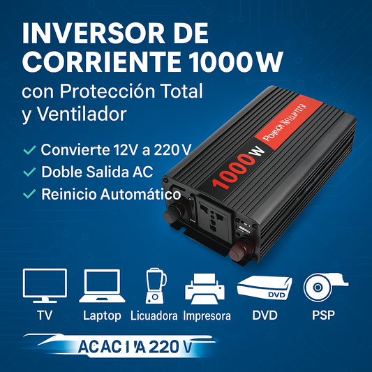 ⚡ INVERSOR/CONVERSOR 1000W DY1000 – ¡ENERGÍA Y VERSATILIDAD EN TUS MANOS! 🔌✨