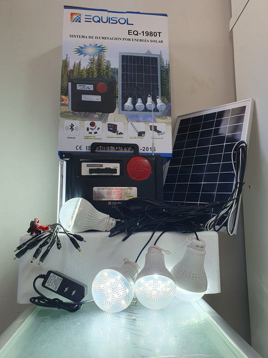 🌞 Kit Solar Equisol Portátil 4 Focos – Energía Sostenible y Luz en Cualquier Momento 💡🔋