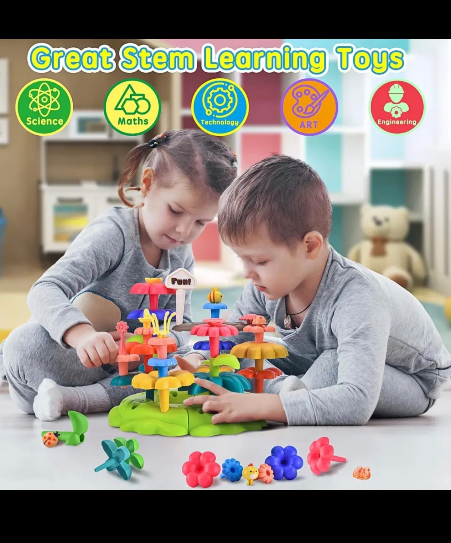 🧸 Juguete Didáctico Montessori – Bloques de Construcción Educativa para el Desarrollo Infantil 🌱✨