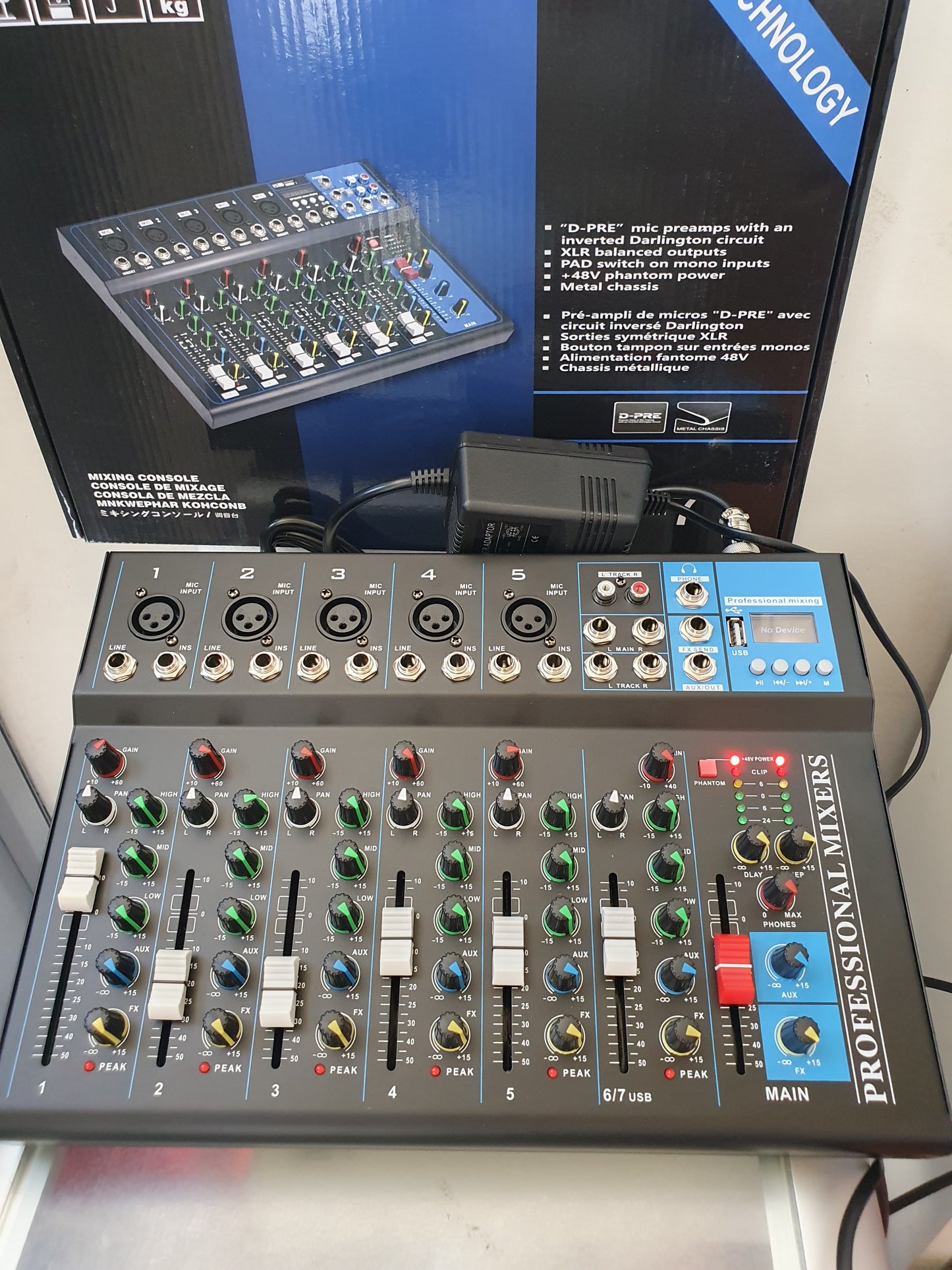 🎵 Mezclador de Audio Bluetooth 7 Canales – Sonido Profesional con Ecualizador y Amplificador 🎧🔥