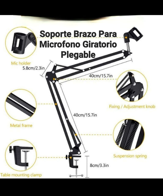 🎙️ Soporte de Brazo para Micrófono Giratorio Plegable – ¡Libérate de los Límites y Graba Como un Profesional! 🔥🎶