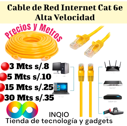 🚀 CABLE DE RED INTERNET CAT 6 – ALTA VELOCIDAD Y CONEXIÓN ESTABLE ✨
