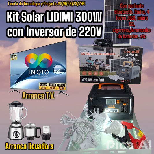 🌞 Kit Solar Portátil 4 Focos, Inversor, Radio FM, Bluetooth – Energía Sostenible y Entretenimiento en Cualquier Lugar 🔋🎶