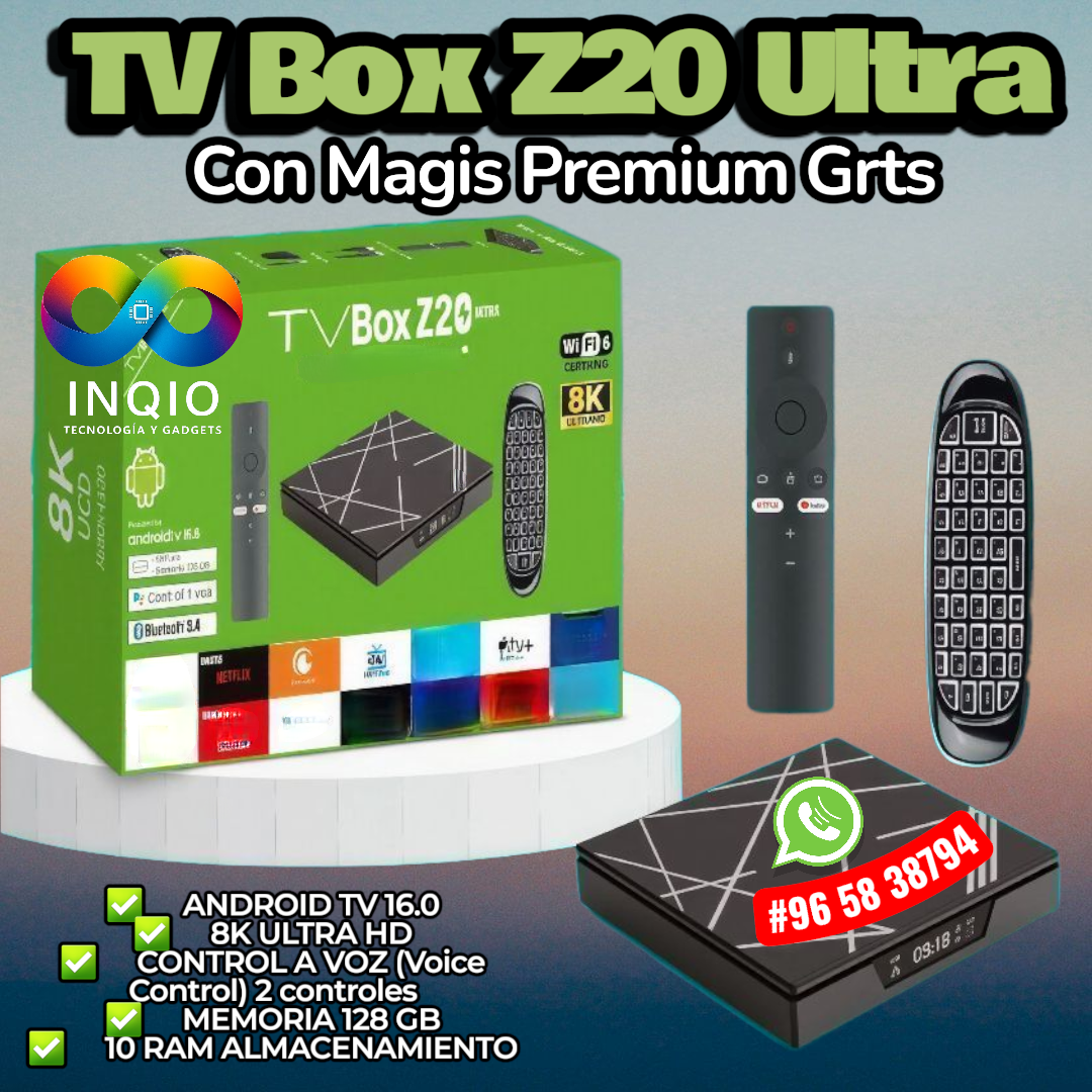 TV Box Z20 Ultra Android 16 | 8K Ultra HD | 128GB + 10GB RAM | Control por Voz