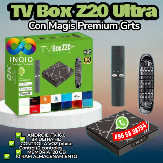 TV Box Z20 Ultra Android 16 | 8K Ultra HD | 128GB + 10GB RAM | Control por Voz