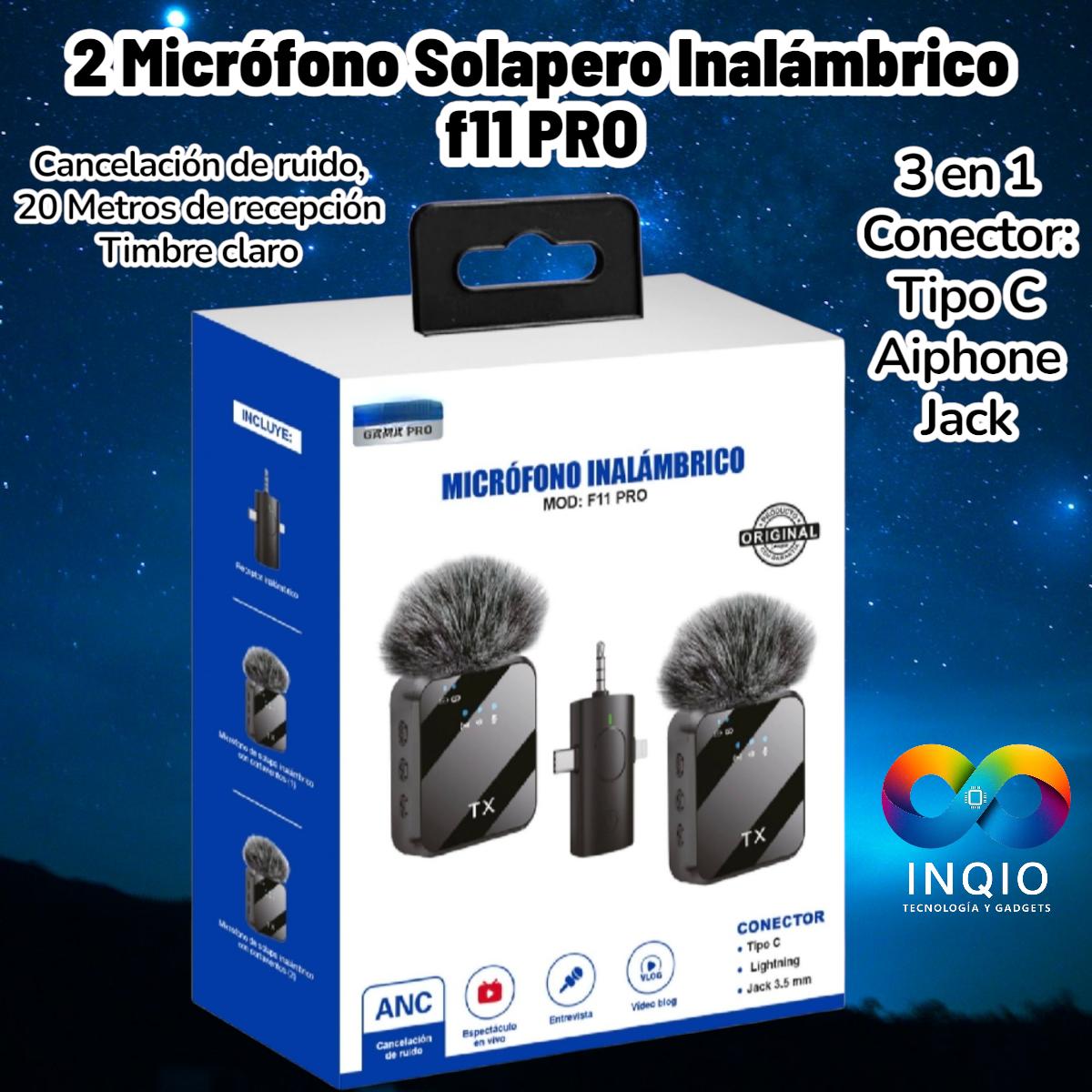 🎤🔥 MICRÓFONO SOLAPERO INALÁMBRICO F11 PRO 🔥🎤