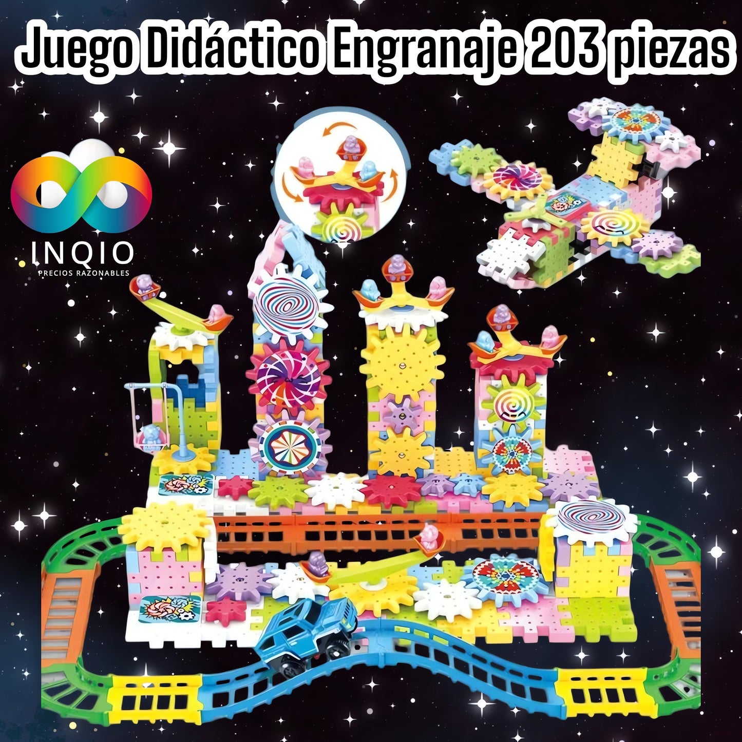 🏗️ Bloque de Construcción de 203 Piezas Tipo Engranaje en Movimiento – Diversión y Creatividad en Cada Construcción 🛠️🎡