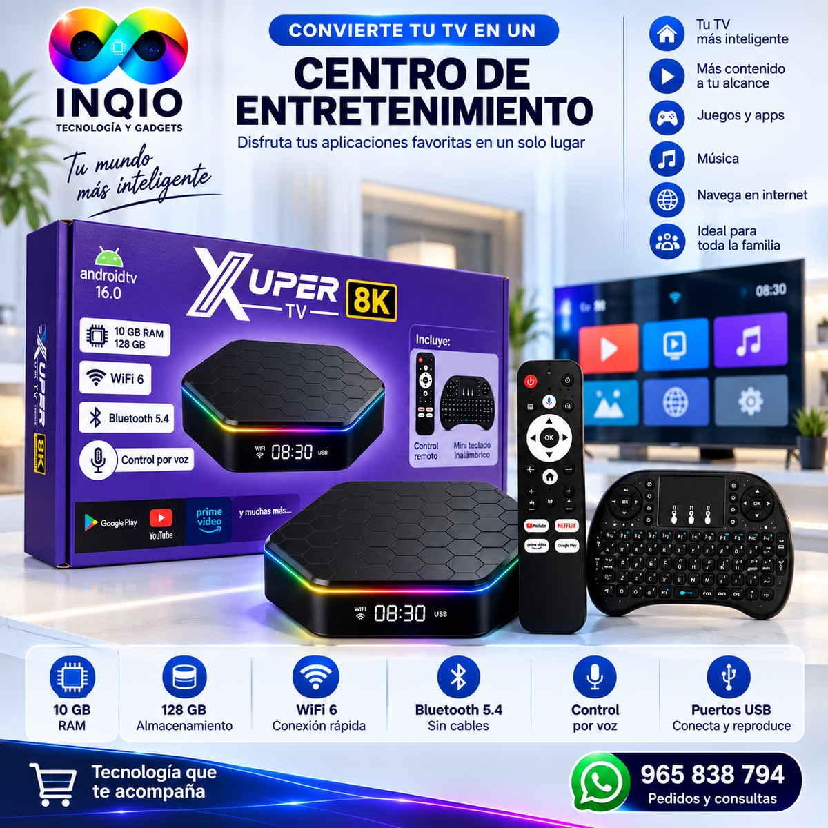 TV Box Xuper 8K Android TV 16.0 | 10GB RAM 128GB