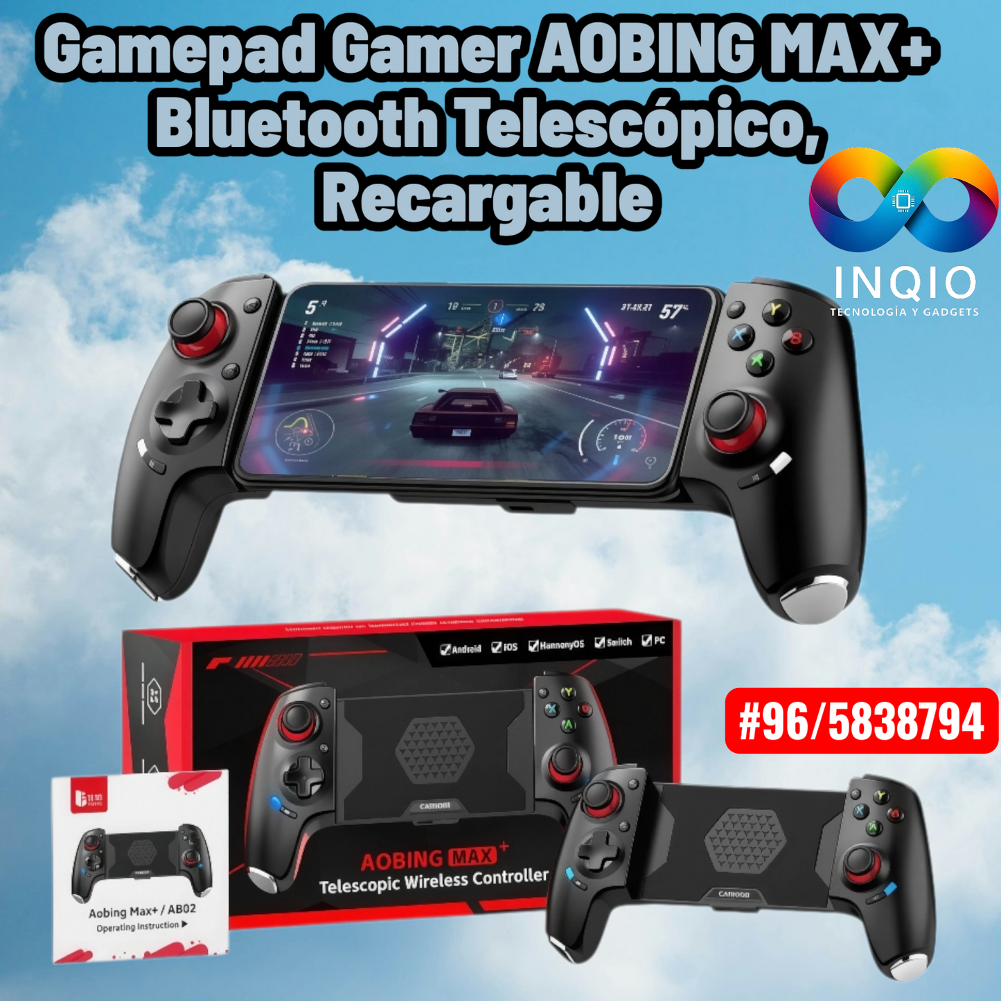 Gamepad Gamer AOBING MAX+ Bluetooth Telescópico | Android iOS PC Switch
