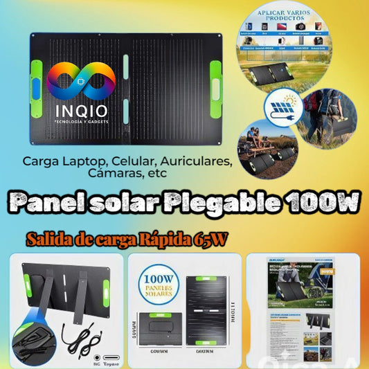 Panel Solar Portátil 100W SANCI IP65 | USB Fast Charge + Type-C