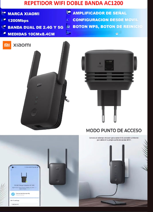 🚀 REPETIDOR WIFI DOBLE BANDA XIAOMI – COBERTURA Y VELOCIDAD EN TODO TU HOGAR ✨