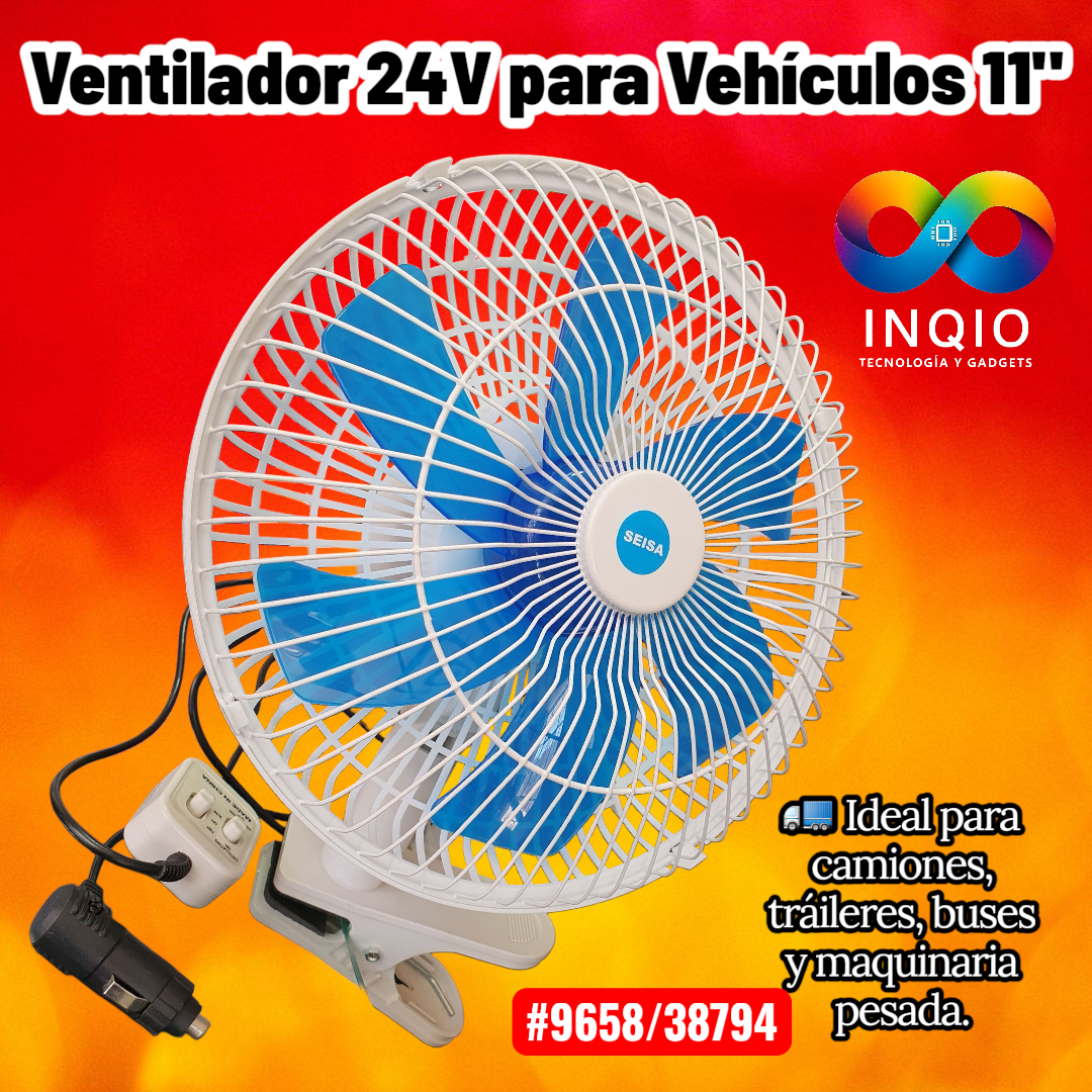 Ventilador 24V 11" SEISA | Alta Potencia y Oscilación para Vehículos