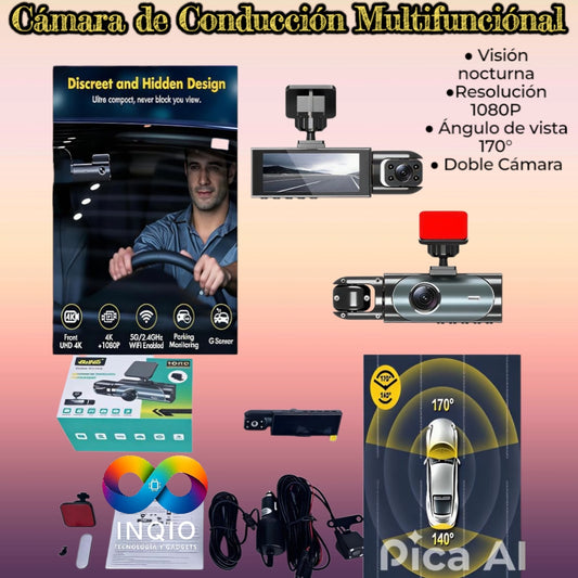Cámara Grabadora de Auto 1080P | Visión Nocturna | Gran Angular 170°