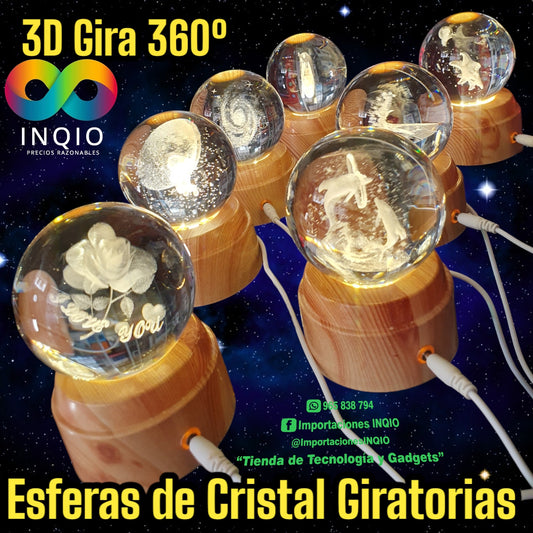 ✨ ESFERA DE CRISTAL GIRATORIA 8CM – EFECTO HIPNÓTICO EN 360° 🔮🌈