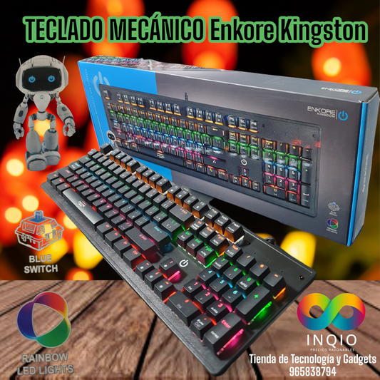 ⌨️ TECLADO MECÁNICO GAMER RGB ENKORE KINGSTON – ¡PRECISIÓN Y ESTILO PARA GAMERS! 🎮✨