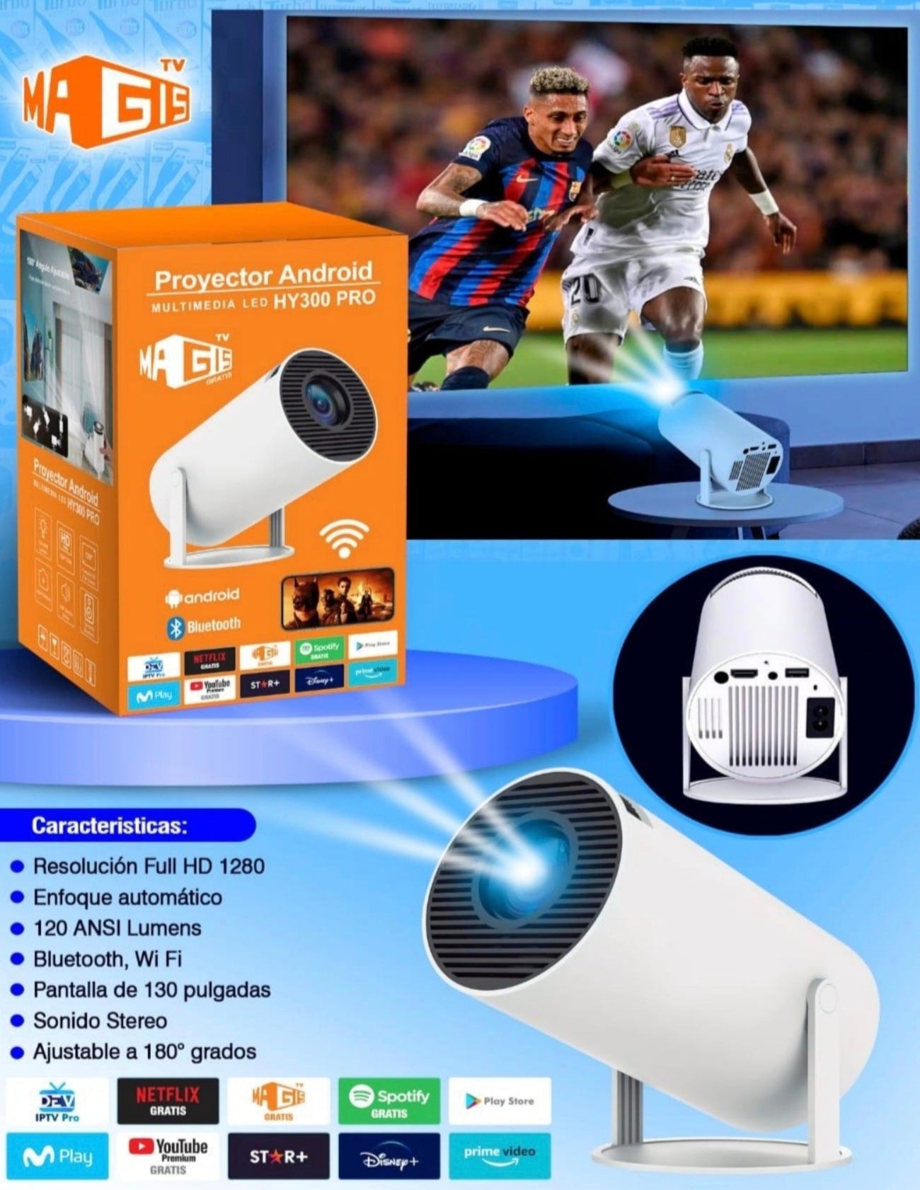🎥 PROYECTOR HY300 PRO CON ANDROID Y MAGIS – ¡CINE EN CASA CON BLUETOOTH Y WIFI! 🔥