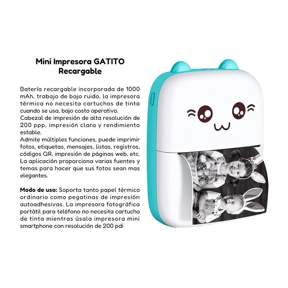 🖨️ Mini Impresora Portátil Térmica Bluetooth Recargable – Impresión Rápida y Compacta en la Palma de Tu Mano 📱💡