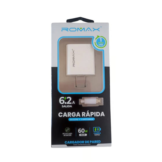 ⚡ Cargador 60W con Cable Micro USB Tipo V8 – Potencia Rápida y Eficiente para Todos tus Dispositivos 🔋💡