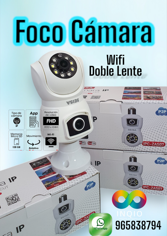 🎥 Cámara de Seguridad con Bombilla de Alta Definición 2 MP, Detección de Movimiento y Alarma Audible – Seguridad Inteligente a Todo Color 💡🔐