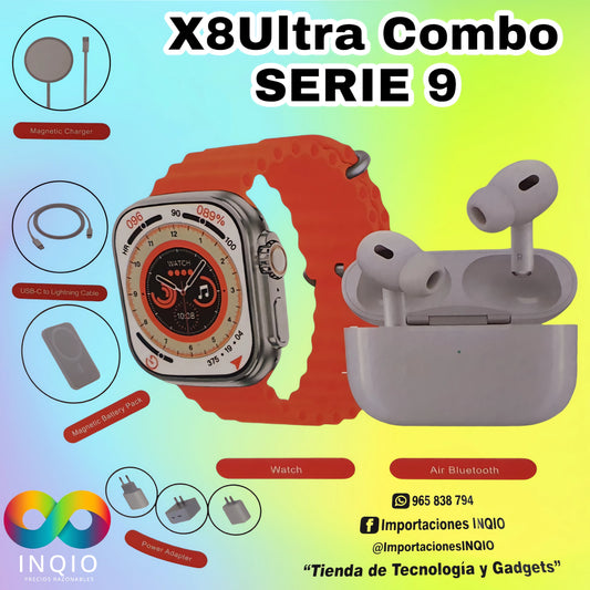 ⌚ COMBO SMARTWATCH SERIE 9 + AUDÍFONOS BLUETOOTH – ¡TECNOLOGÍA Y ESTILO EN UN SOLO PACK! 🎧✨