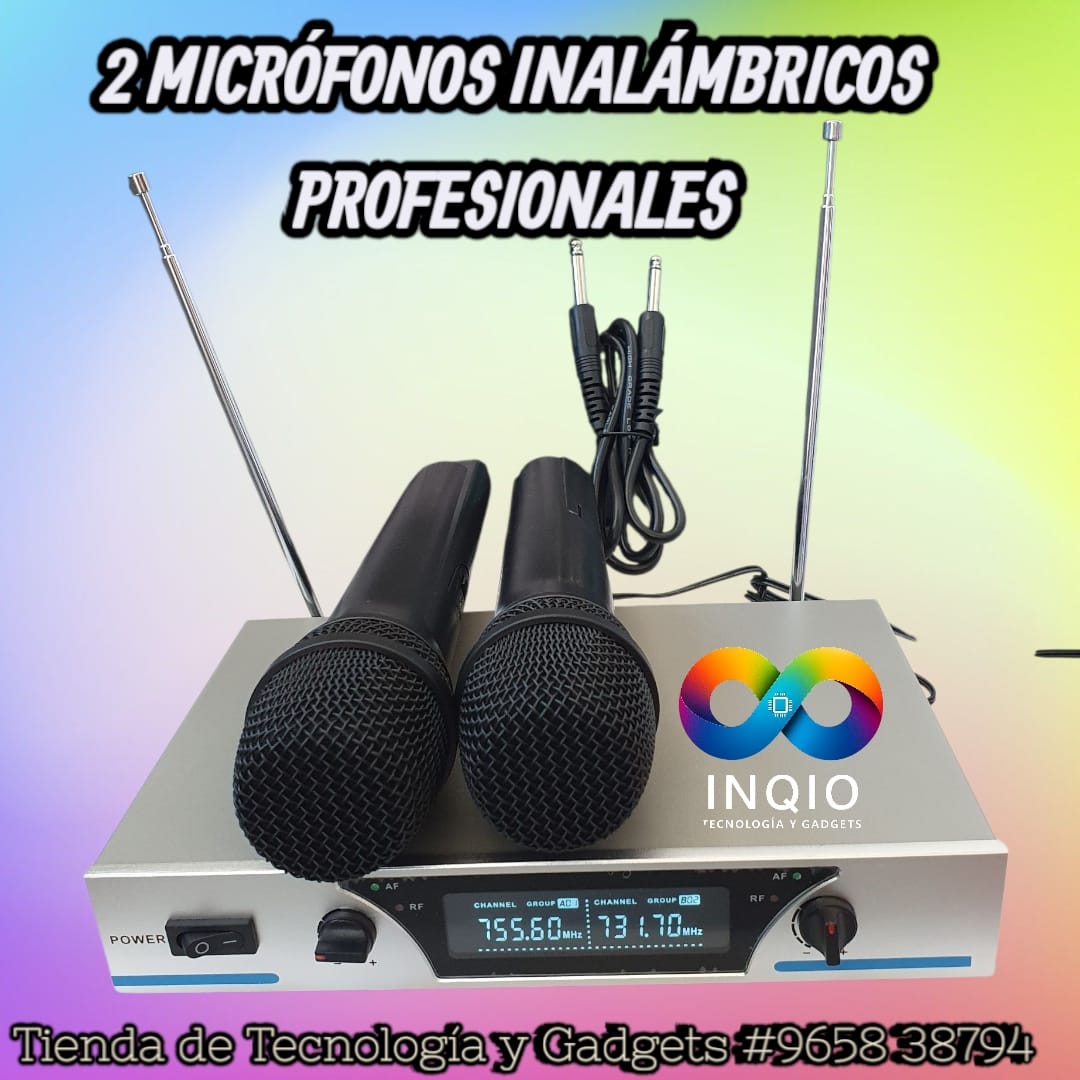 🎤 2 Micrófonos Inalámbricos Profesionales – Sonido Claro y Conexión Estable 🎶🔊