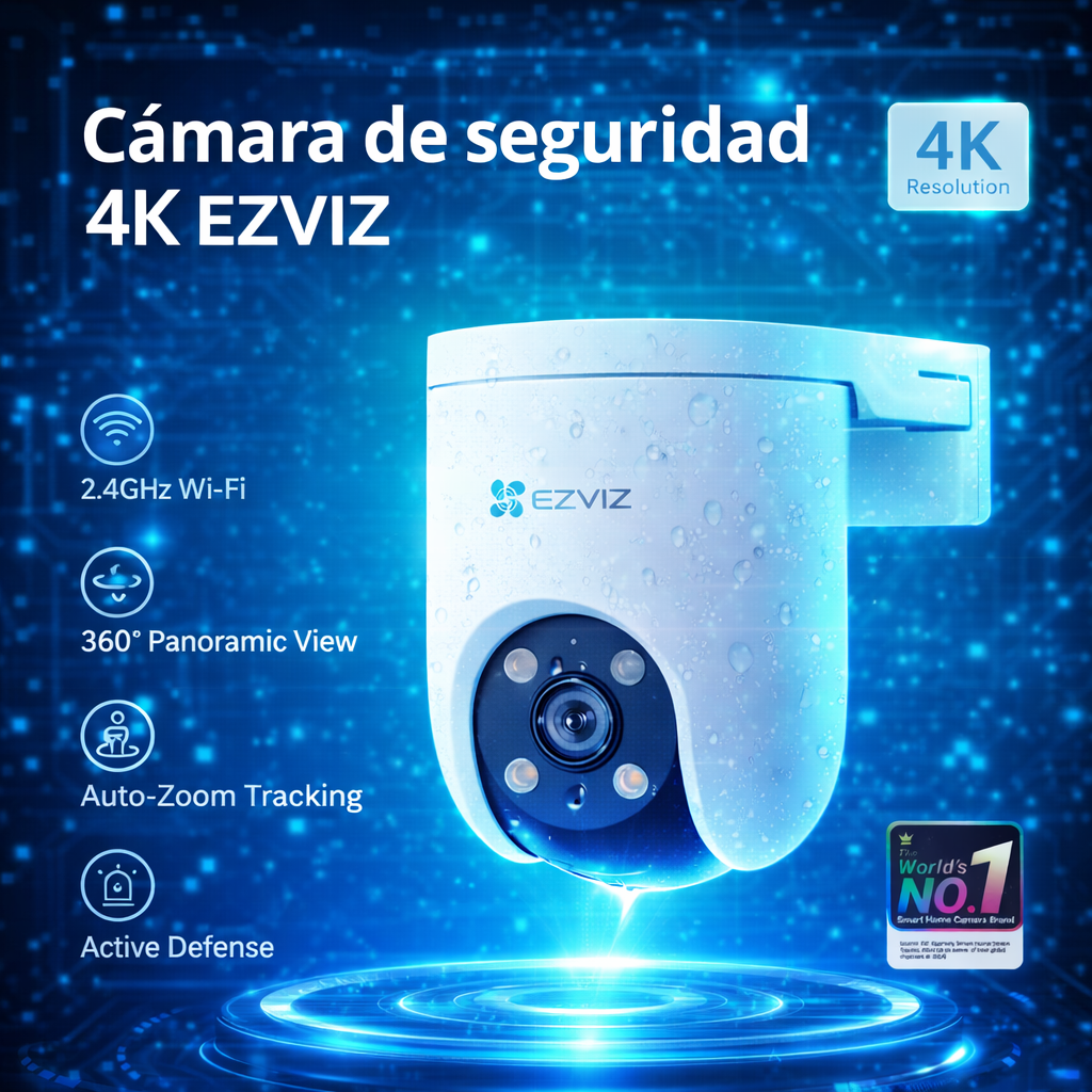 Cámara de Seguridad 4K EZVIZ H8c Pro WiFi Exterior 360° con IA, Visión Nocturna Color y Seguimiento
