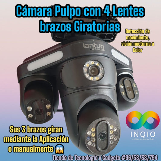 Cámara de seguridad 4 lentes Giratoria. 💥