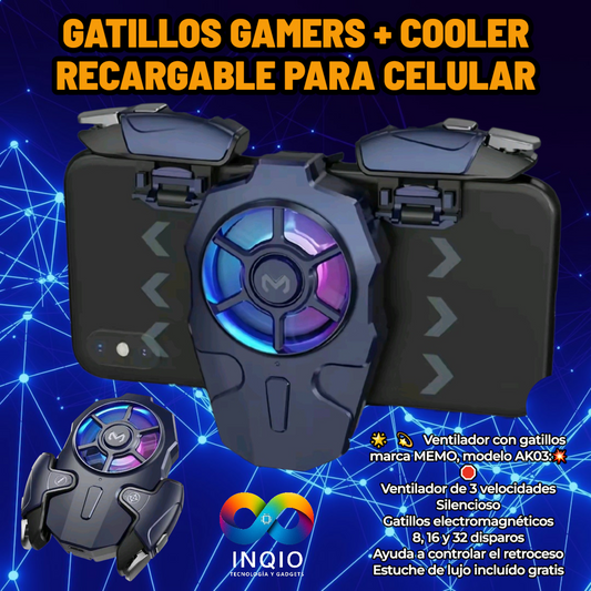 🔥 Ventilador Gamer con Gatillos MEMO AK03 | 3 Velocidades + Disparo 8/16/32 Tiros 🎮❄️