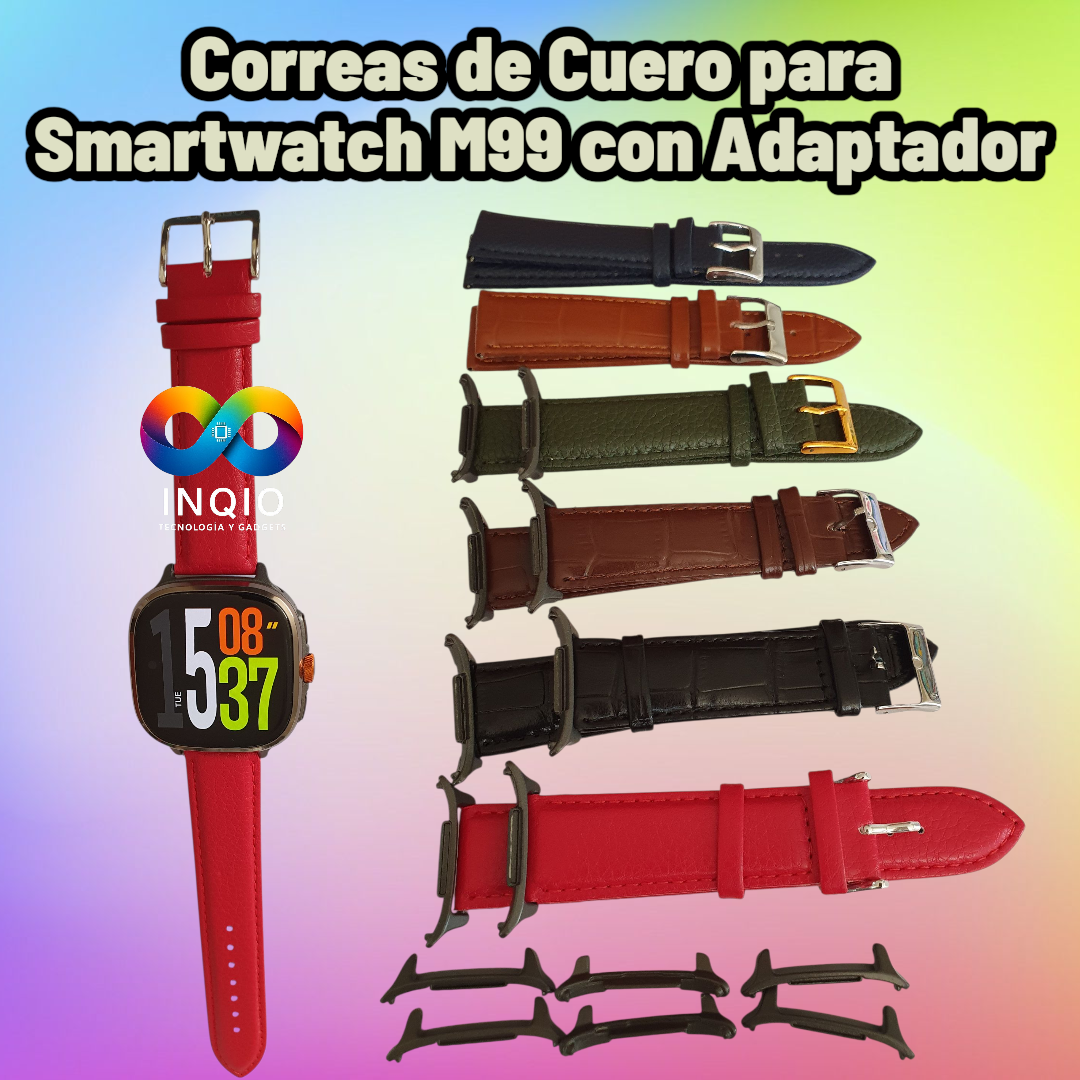 Correas de Cuero 22mm para Smartwatch M99 con Adaptador