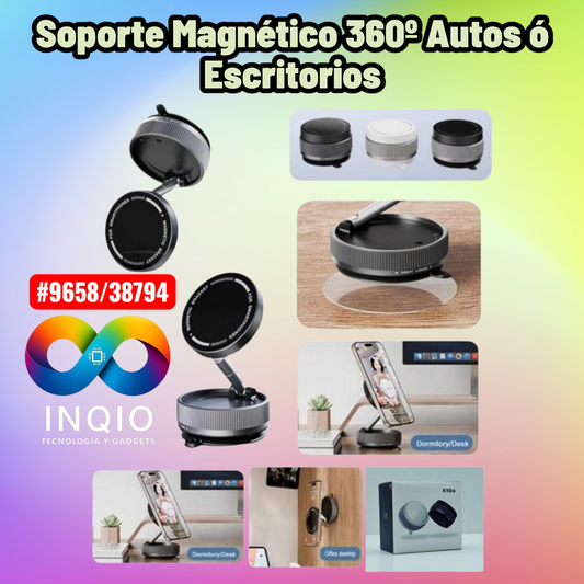 Soporte Magnético 360° para Auto y Escritorio 🚗📱 Holder Celular K10A Giratorio Premium