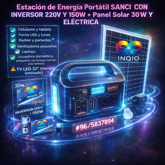 Kit Solar con Estación de Energía Portátil 150W 220V. Energía Solar para Hogar, Negocio y Emergencia