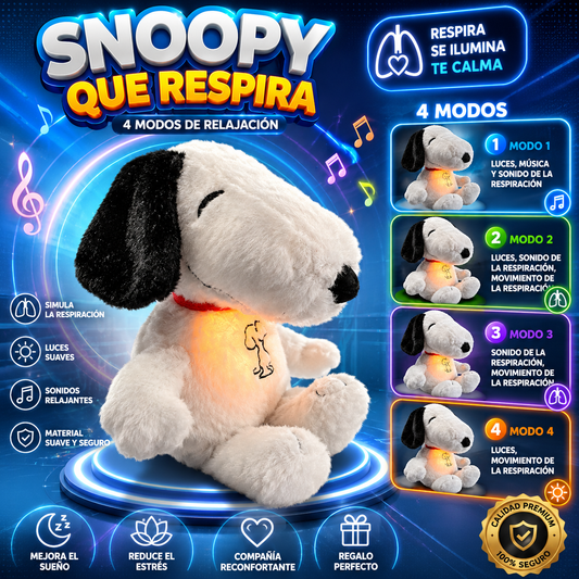 Snoopy que Respira Peluche Interactivo con Luz y Música Relajante