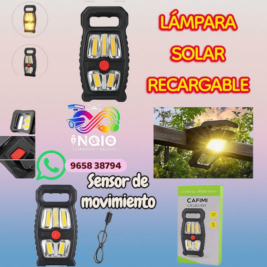 Lámpara Recargable LED  con Sensor Solar y Clip – 1800mAh, Impermeable IPX4