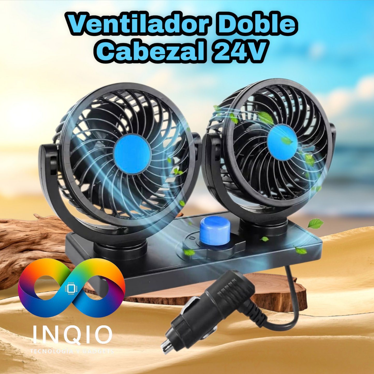 Ventilador Doble 24V SEISA para  Vehículos | Potente, Silencioso y Oscilante 360°