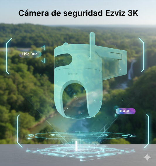 Cámara WiFi H9c Dual 3K + 3K Doble Lente Rotación 360° Visión Nocturna Exterior