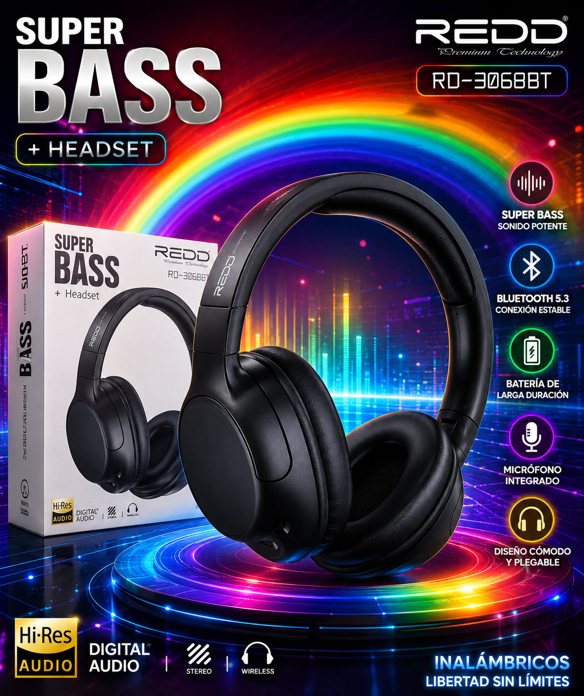 🎧 Auriculares Bluetooth Super Bass Bluetooth 5.3 🔥