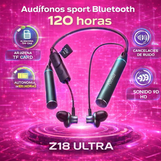 Audífonos Sport Bluetooth 120 Horas Z18 Ultra | Sonido 9D HD, Cancelación de Ruido y Tarjeta TF