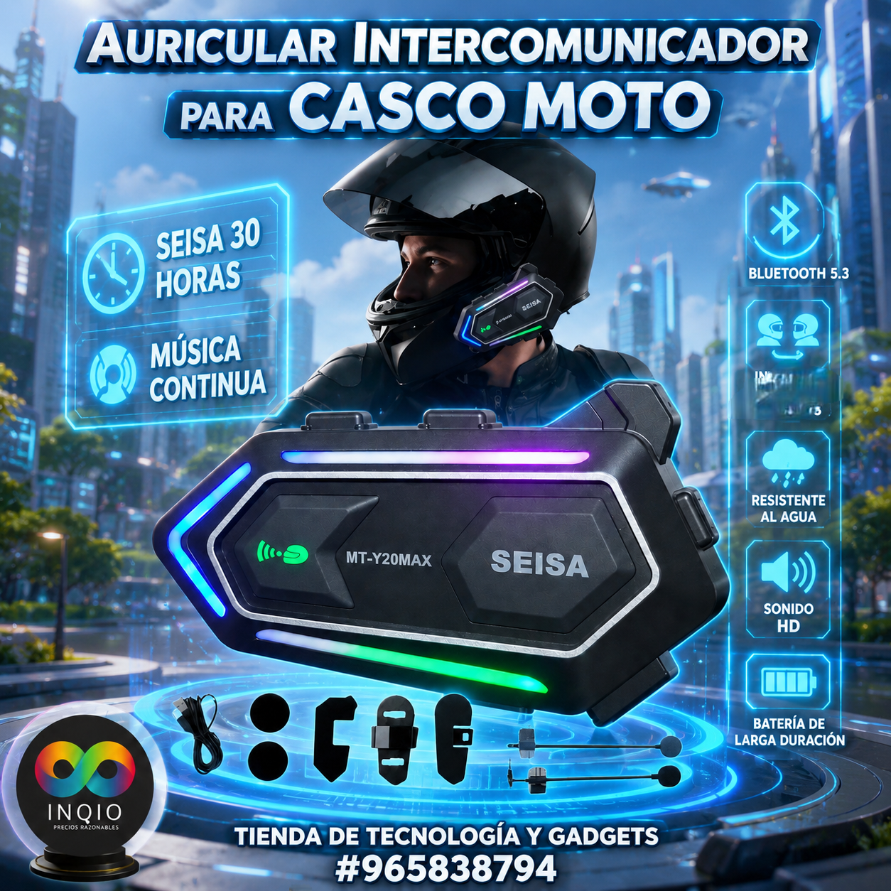 🎧 AURICULAR INTERCOMUNICADOR PARA CASCO MOTO – ¡CONECTIVIDAD Y SEGURIDAD EN TUS VIAJES! 🏍️✨