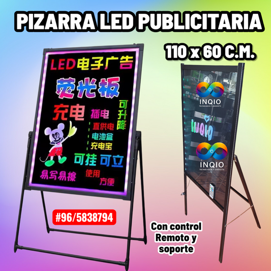 Pizarra LED Publicitaria RGB 110cm con Soporte | Cartel Luminoso para Negocios