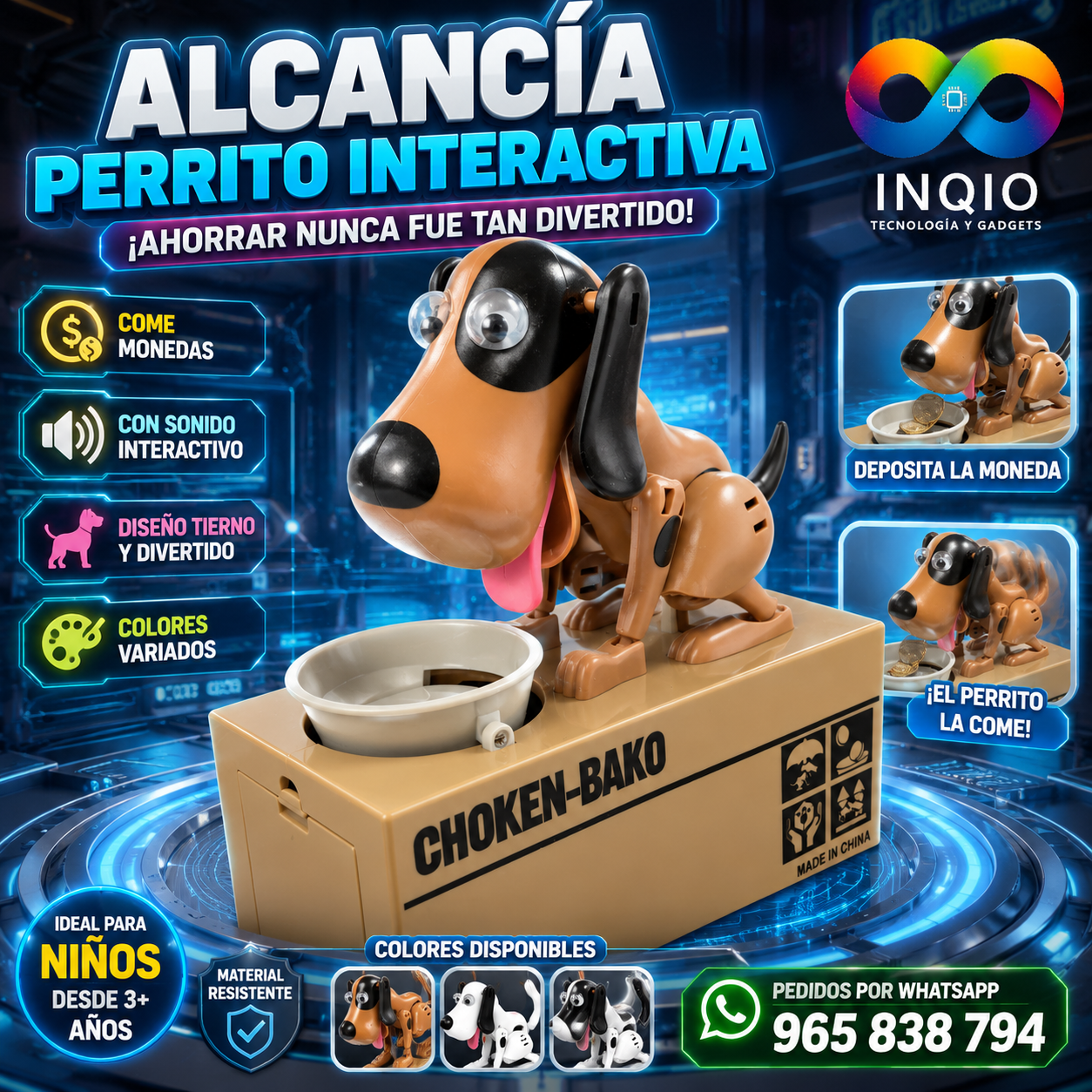 🐶 Alcancía Perrito Interactiva Come Monedas con Sonido | Juguete de Ahorro