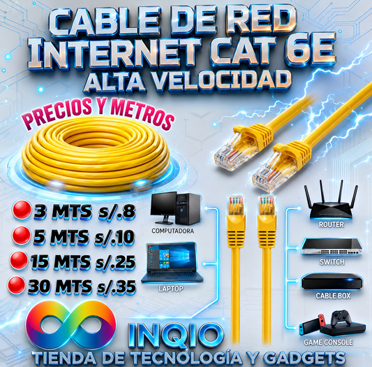 🚀 CABLE DE RED INTERNET CAT 6 – ALTA VELOCIDAD Y CONEXIÓN ESTABLE ✨