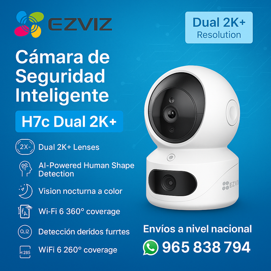 Cámara de Seguridad Inteligente EZVIZ H7c Dual 2K+ | WiFi 6, Visión 360°, Doble Lente AI, Color Nocturno