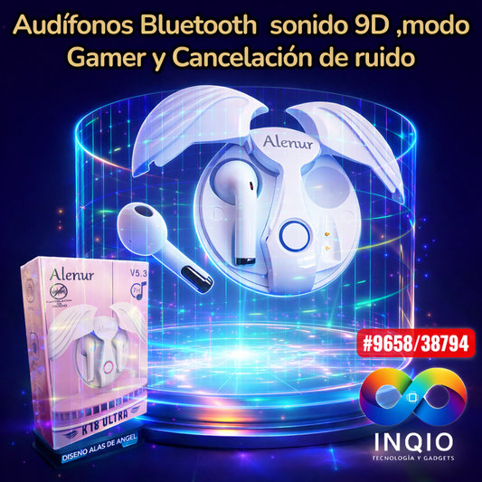 Audífonos Bluetooth 5.3 Alenur K18 Ultra Sonido 9D Modo Gamer y Cancelación de Ruido
