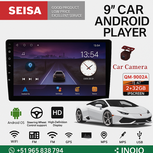 Autorradio Pantalla Android 9" SEISA con GPS, WiFi, Cámara y Bluetooth | 2+32GB