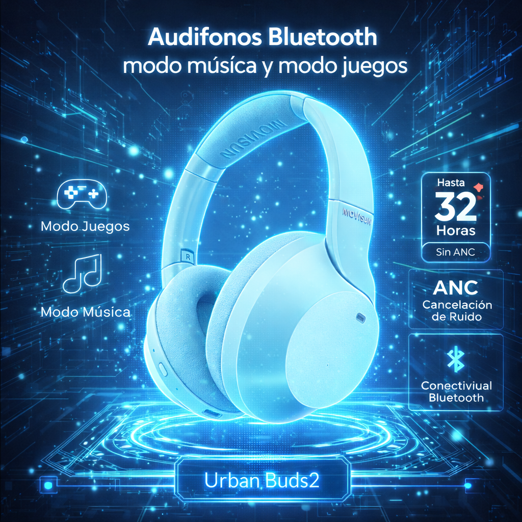 🎧 Audífonos Bluetooth Modo Música y Juegos con ANC | Hasta 32 Horas | Urban Buds2