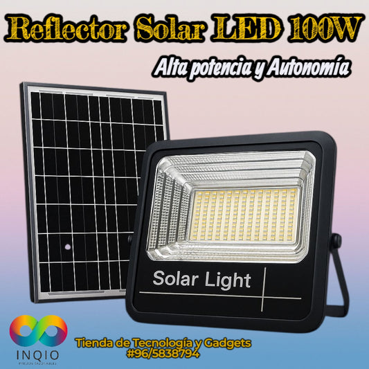 Reflector Solar LED 100W Exterior | Luz Gratis para Casa, Cochera y Negocio