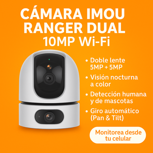 Cámara de Seguridad IMOU Ranger Dual 10MP WiFi – Doble Lente, Visión Nocturna a Color, Detección Humana