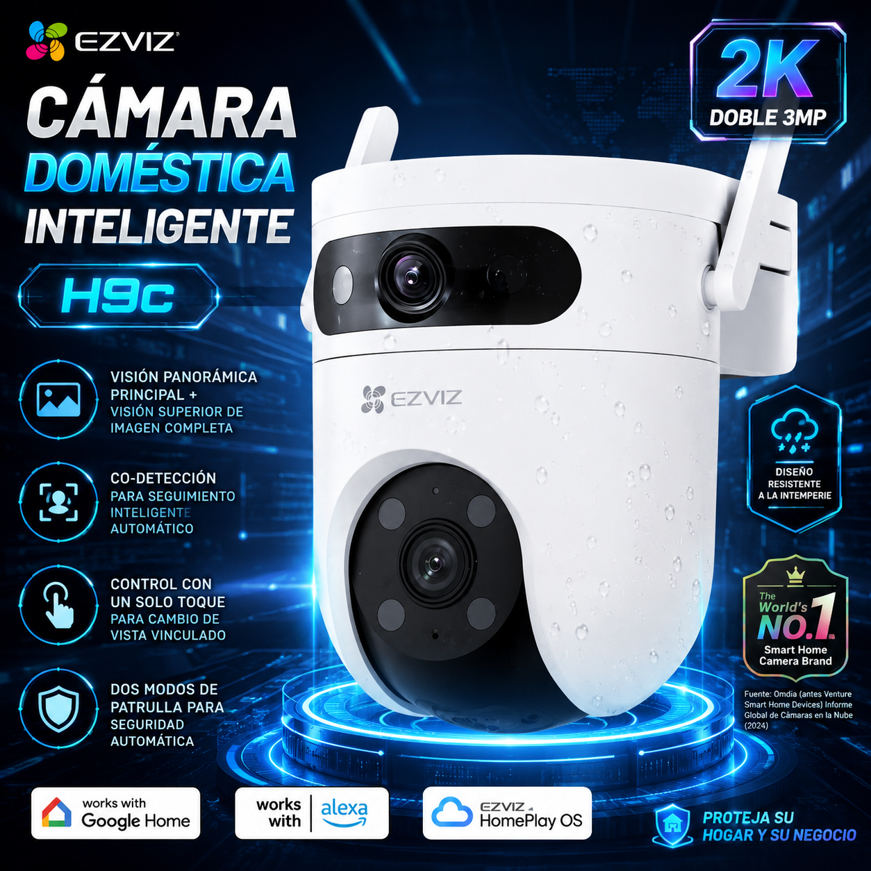 Cámara EZVIZ H9c 2K Doble 3MP WiFi Vigilancia Inteligente Exterior